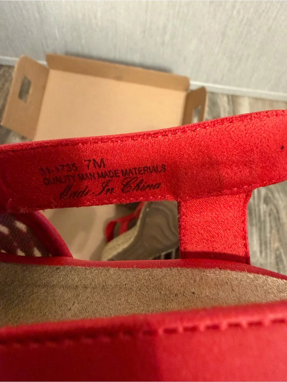 easy street Red Woven Espadrille Slingback Wedge Size 7